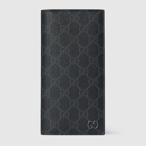 GUCCIグレー レザー 長財布 GG ロングウォレット グレー インテリア ・ブラック GGスプリーム