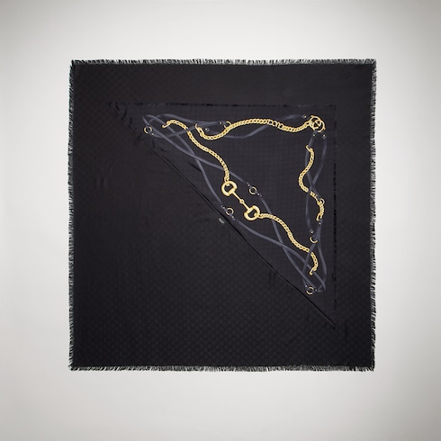 GG wool silk jacquard cape
