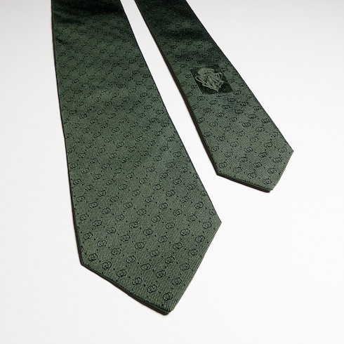 Corbata jacquard lana seda con GG entrelazada