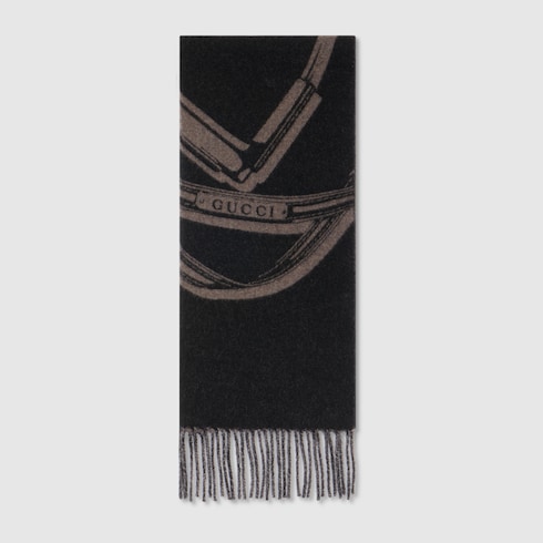 【専用】GUCCI グッチ　正方形大判ストール【約135cmから140cm】 グッチ ホースビット ウールカシミア スカーフ ・ブラック | GUCCI公式
