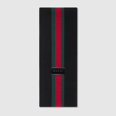 GUCCI ストライプ ウールカシミア ジャカード スカーフ