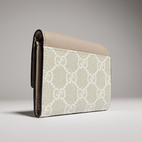 【新品、未使用】GUCCI グッチ 人気 GGスプリーム ミ<w9Hp> ダブルG バイカラー ミニ ウォレット ・ベージュ＆ホワイト GG