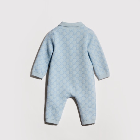 Mono de jacquard de lana de algodón con GG para bebé