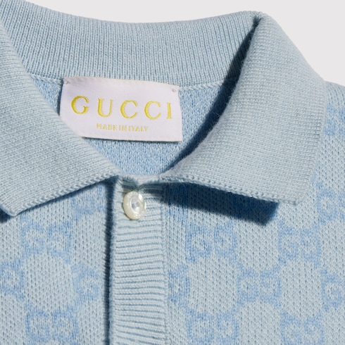 Mono de jacquard de lana de algodón con GG para bebé