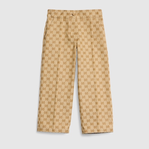 着画あり GUCCI 19ss GGキャンバス フレアスラックスパンツ チルドレンズ〕GGキャンバス パンツ ・サンド＆ブラウン | GUCCI公式