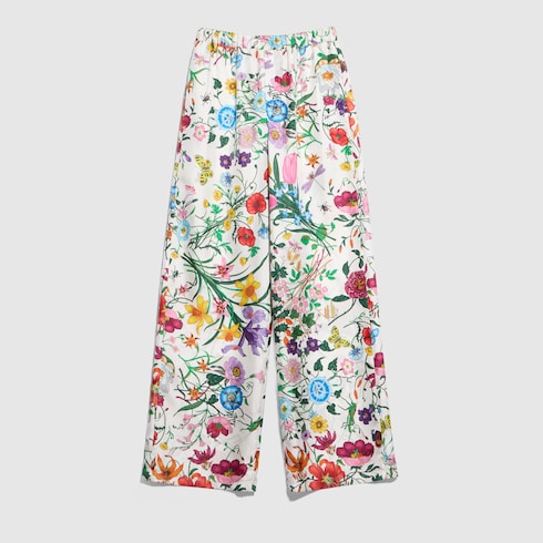 Printed silk twill pants in multicolor | GUCCI® US