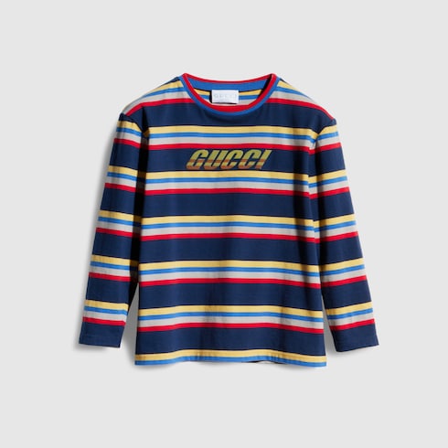 チルドレンズ〕プリント コットン Tシャツ ・ブルー＆イエロー | GUCCI公式