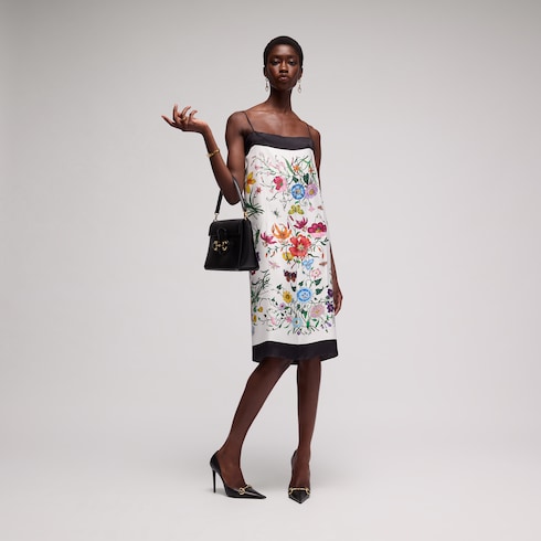Vestido de sarga de seda estampado