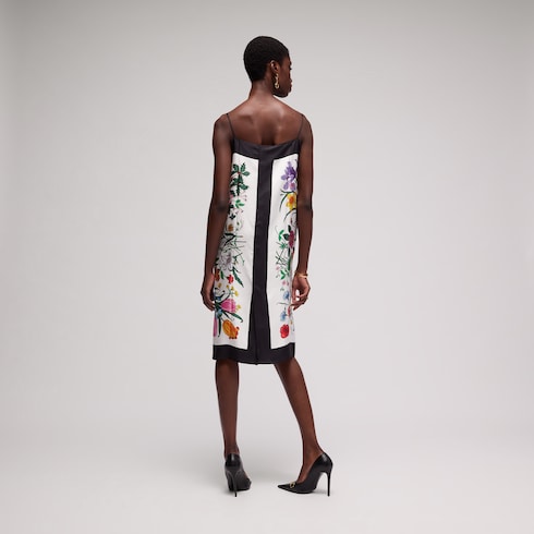 Vestido de sarga de seda con estampado