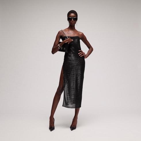 Jersey dress with iridescent effect
