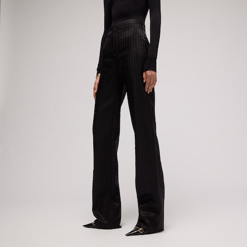 กางเกง Pinstripe wool silk pant