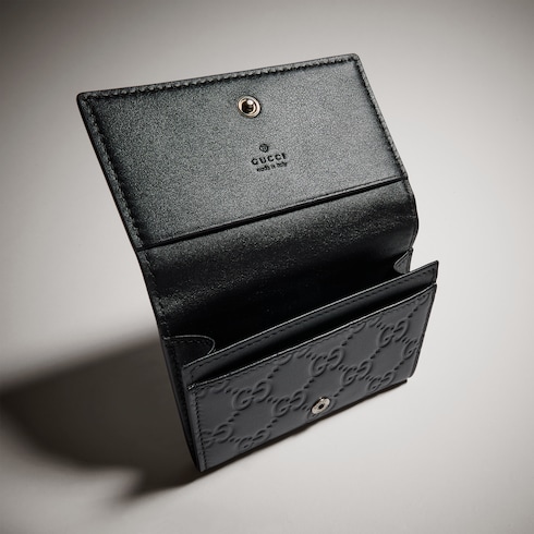 Gucci GGロゴ付きレザーケース GG Emblem card case in black GG leather | GUCCI® US