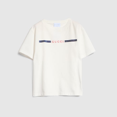 Children's cotton T-shirt with print in white | GUCCI® US