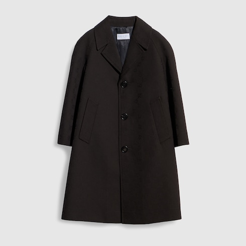 Children's GG wool jacquard coat in brown | GUCCI® US
