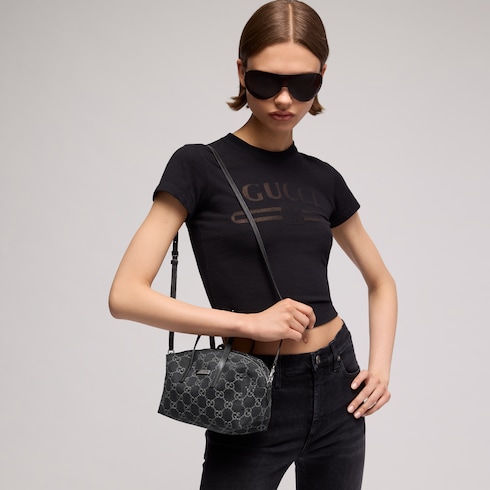 Bolso boston pequeño con placa Gucci