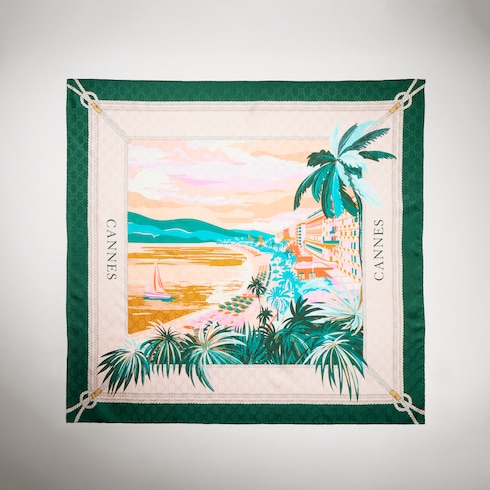 Pañuelo cuadrado de seda estampado