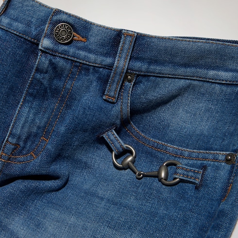 Pantalones de mezclilla de algodón Stretch con Horsebit