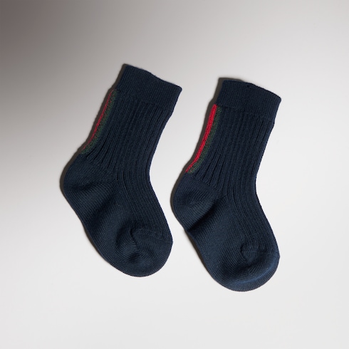 Chaussettes pour bébé en laine côtelée avec bande Web