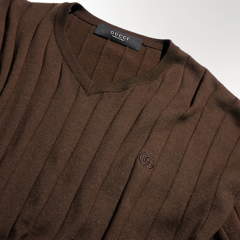 Gerippter Pullover aus Seide und Baumwolle