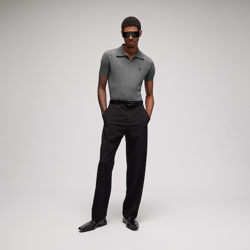 Polo in maglia di cashmere con ricamo