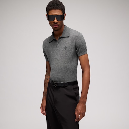 Chemise polo en maille de cachemire avec broderie