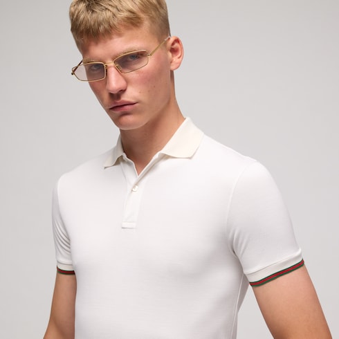 Polo en jersey de soie avec bande Web