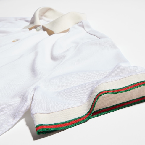 Polo en jersey de soie avec bande Web