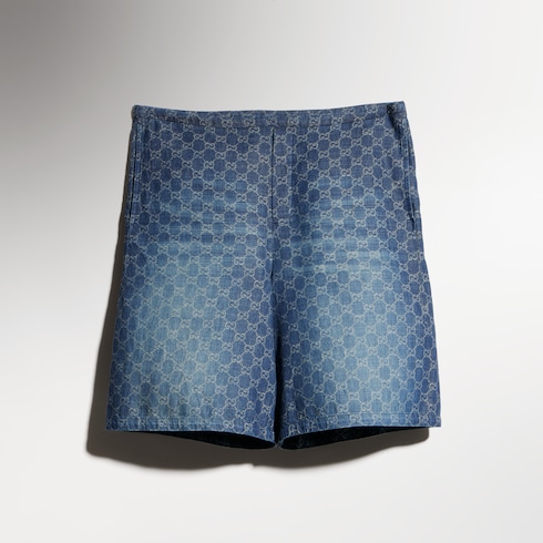 Short en denim de coton chambray GG