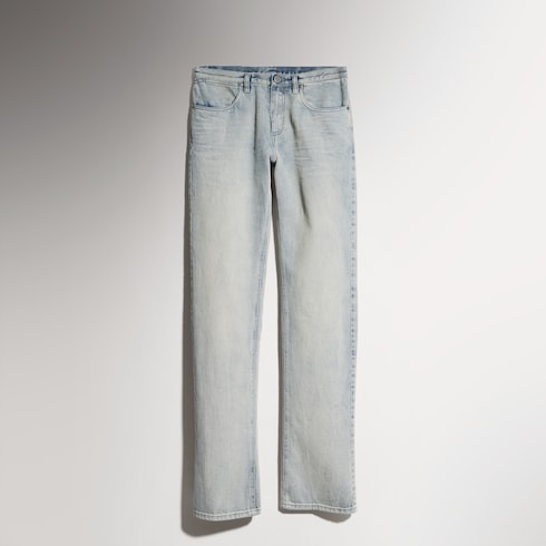 Pantalon slim en denim de coton délavé marbré