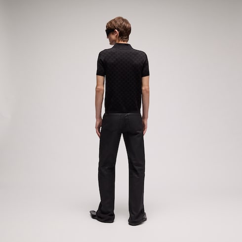 Camiseta de polo de jacquard de viscosa con GG