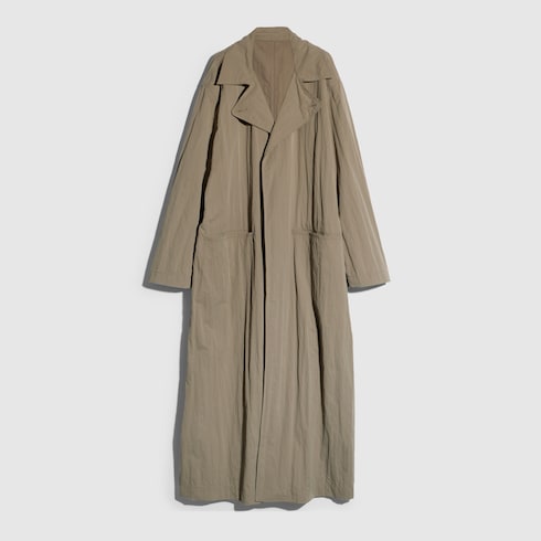 Washed matte nylon trench coat