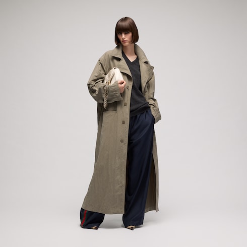 Trench in nylon opaco delavé