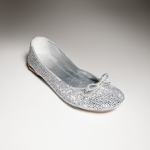Women's crystal ballerina with bamboo