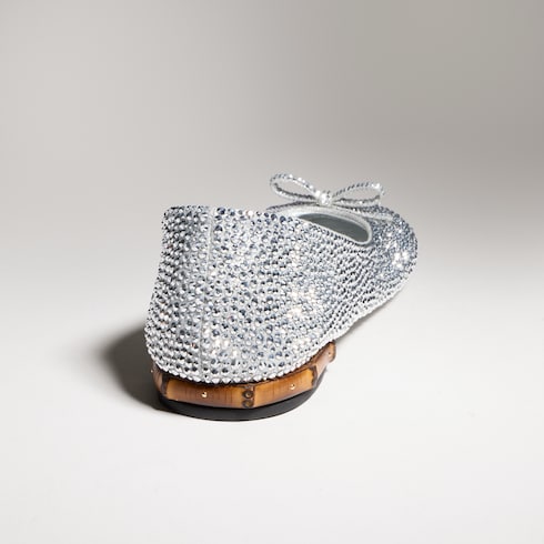 Women's crystal ballerina with bamboo