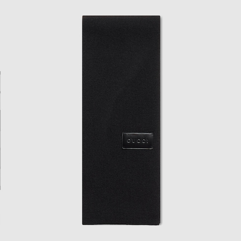 Rib wool scarf in black | GUCCI® US