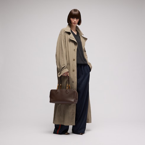Large boston bag with bamboo