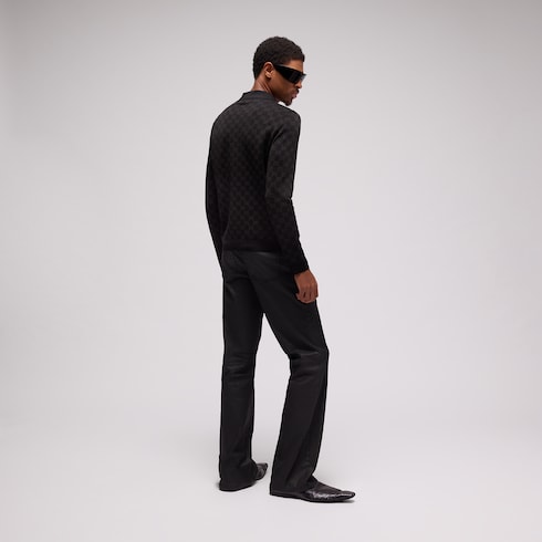 Pantalones acampanados de mezclilla de sarga de algodón con recubrimiento
