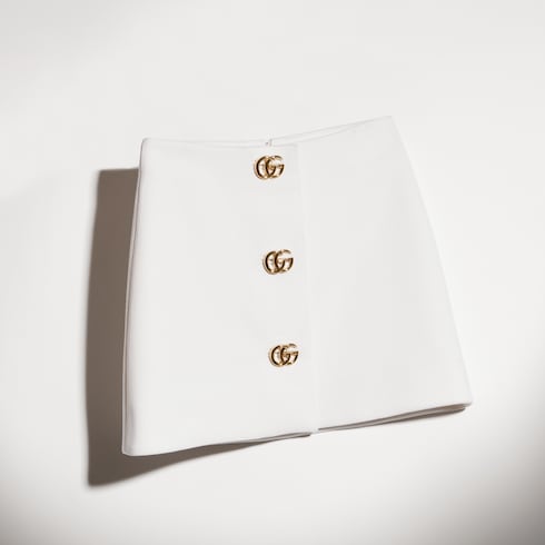 Rock aus Woll-Crêpe mit Doppel G Knopf