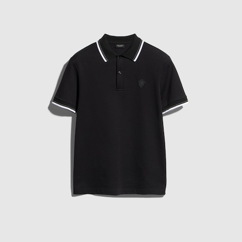 エンブロイダリー付き コットンピケ ポロシャツ ・ブラック | GUCCI公式