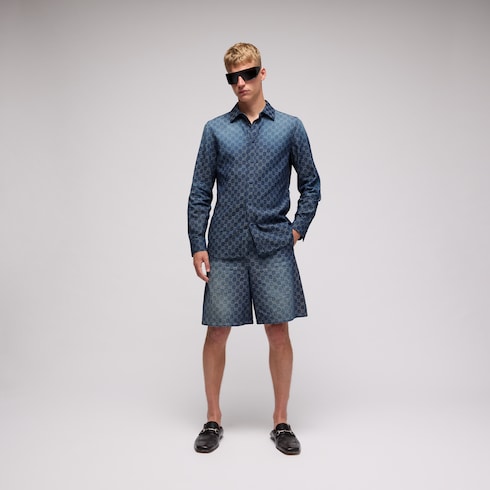 Camisa de mezclilla de algodón chambray con GG