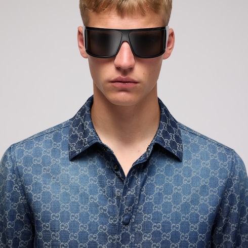 Camisa de mezclilla de algodón chambray con GG