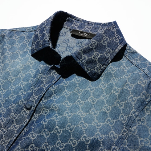 Camisa de mezclilla de algodón chambray con GG