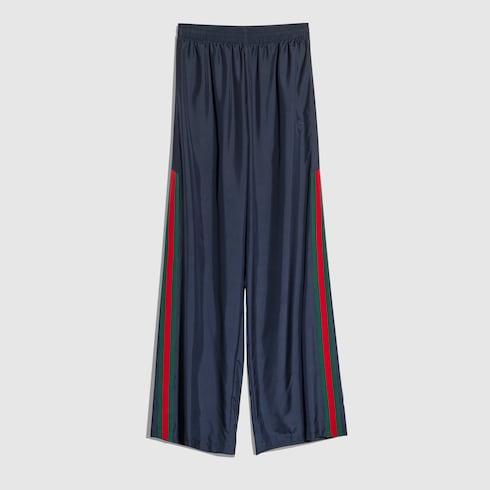 Technical silk poplin pants with Web
