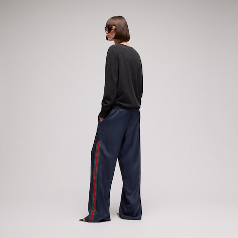 Pantalones de popelina técnica de seda con detalle Web