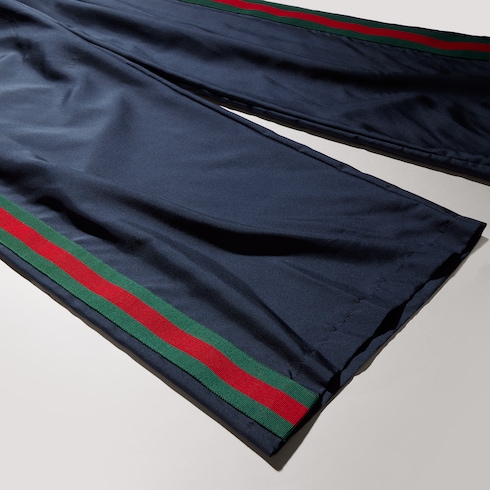 Pantalón de popelina de seda técnica con tribanda Web