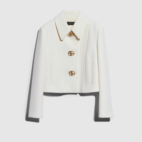 Crêpe wool jacket with Double G button 1