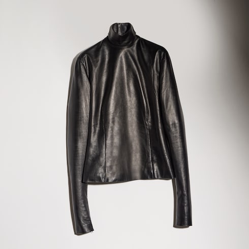 Soft nappa turtleneck top