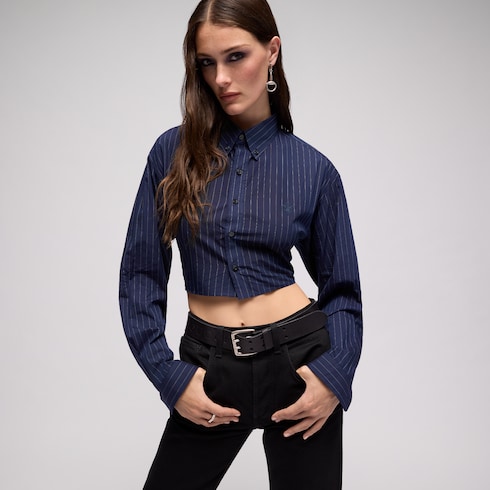 Bluse aus Baumwollpopeline mit Nadelstreifen