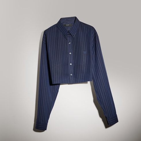 Bluse aus Baumwollpopeline mit Nadelstreifen