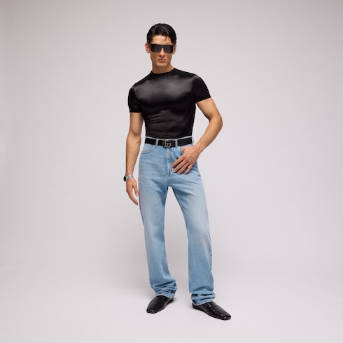 Pantalone in denim delavé schiarito